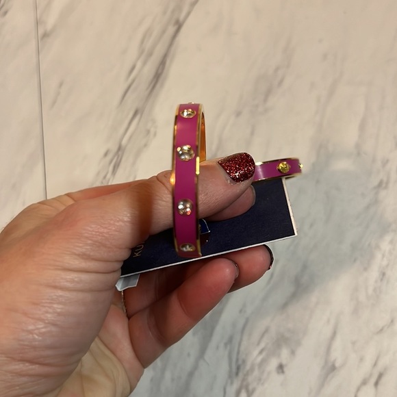 Kurt Geiger Pink gold rhinestone large hoop earrings studs jewelry eagle - Picture 5 of 6